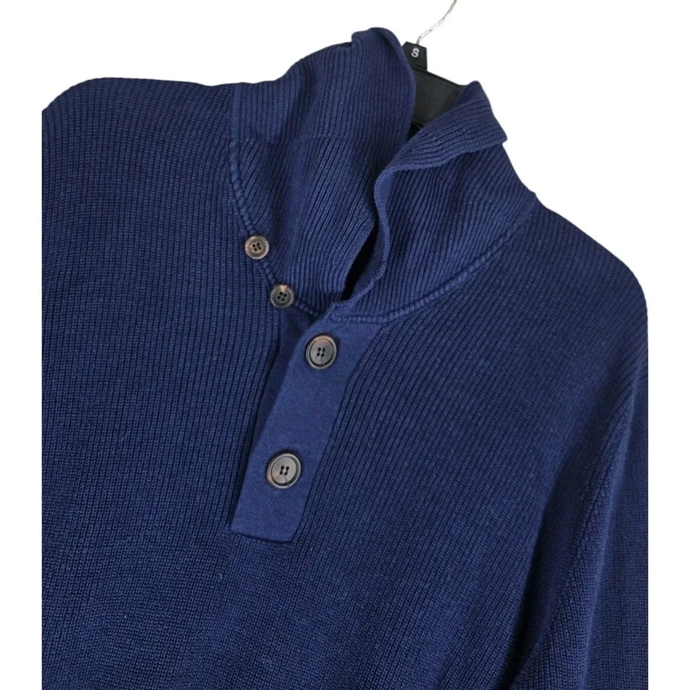 Brunello Cucinelli Ribbed Shawl Collar Knit Sweater Mens 54 US 44 XL Navy Blue